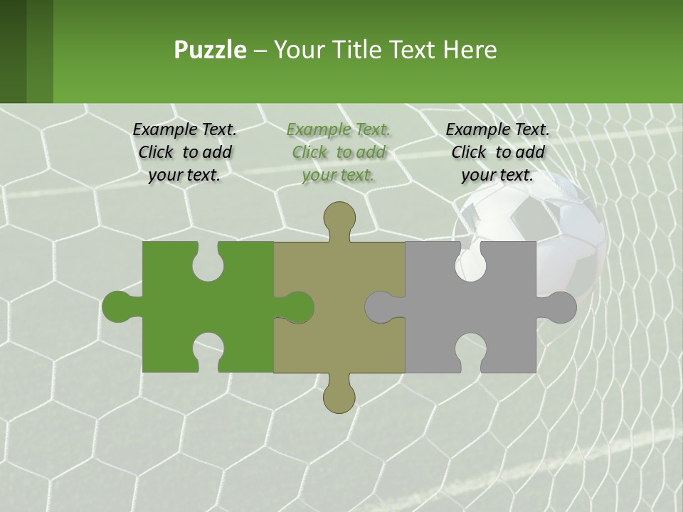 A Soccer Ball Is In The Net Of A Soccer Field PowerPoint Template