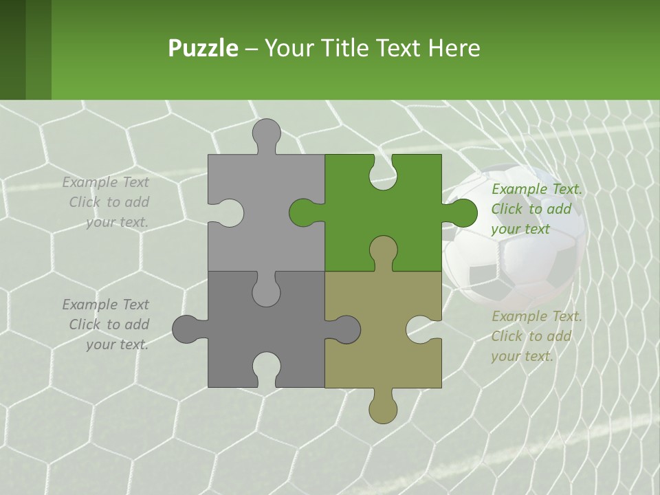 A Soccer Ball Is In The Net Of A Soccer Field PowerPoint Template