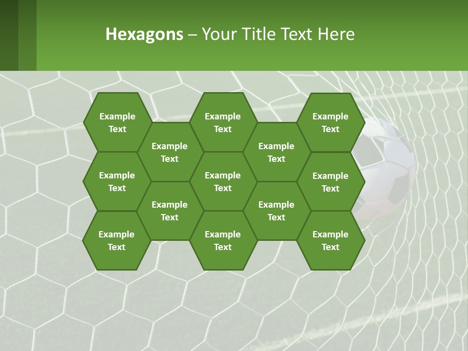 A Soccer Ball Is In The Net Of A Soccer Field PowerPoint Template