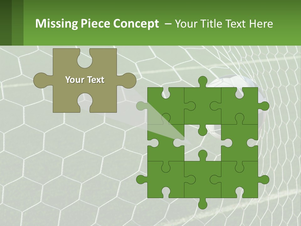 A Soccer Ball Is In The Net Of A Soccer Field PowerPoint Template