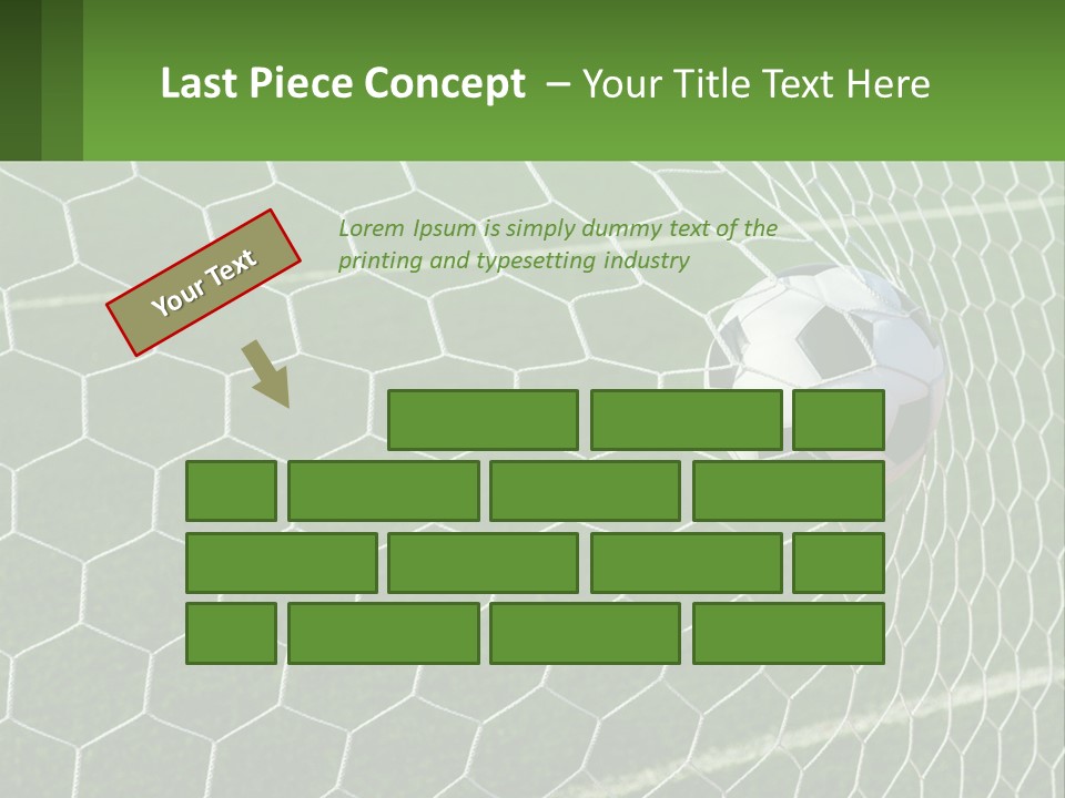 A Soccer Ball Is In The Net Of A Soccer Field PowerPoint Template