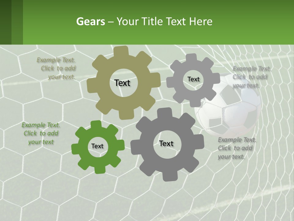 A Soccer Ball Is In The Net Of A Soccer Field PowerPoint Template