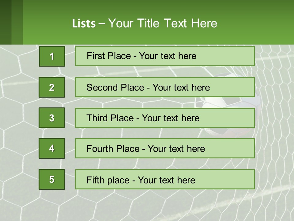 A Soccer Ball Is In The Net Of A Soccer Field PowerPoint Template