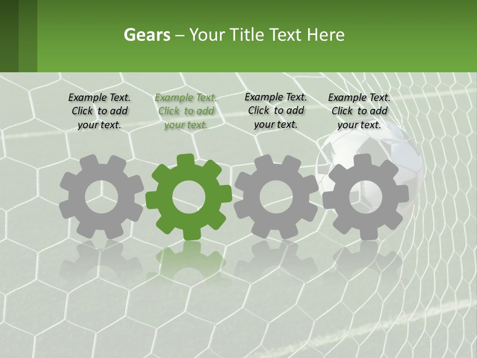 A Soccer Ball Is In The Net Of A Soccer Field PowerPoint Template