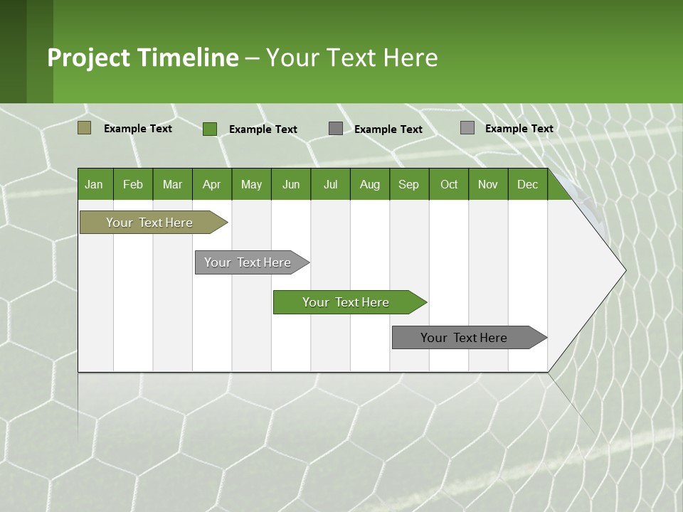 A Soccer Ball Is In The Net Of A Soccer Field PowerPoint Template