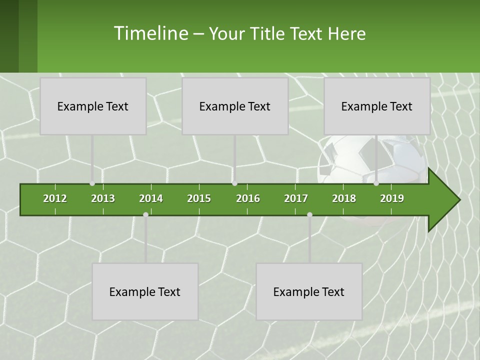 A Soccer Ball Is In The Net Of A Soccer Field PowerPoint Template