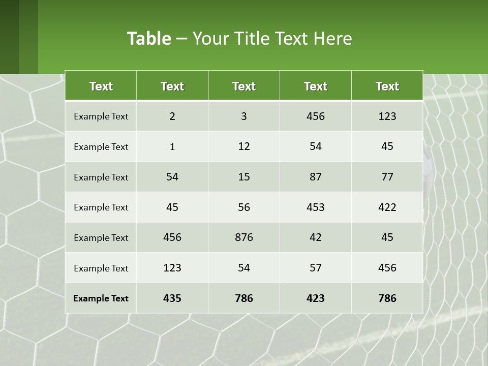 A Soccer Ball Is In The Net Of A Soccer Field PowerPoint Template