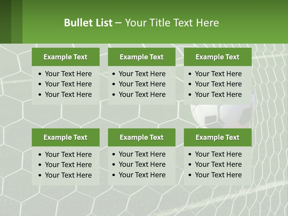 A Soccer Ball Is In The Net Of A Soccer Field PowerPoint Template