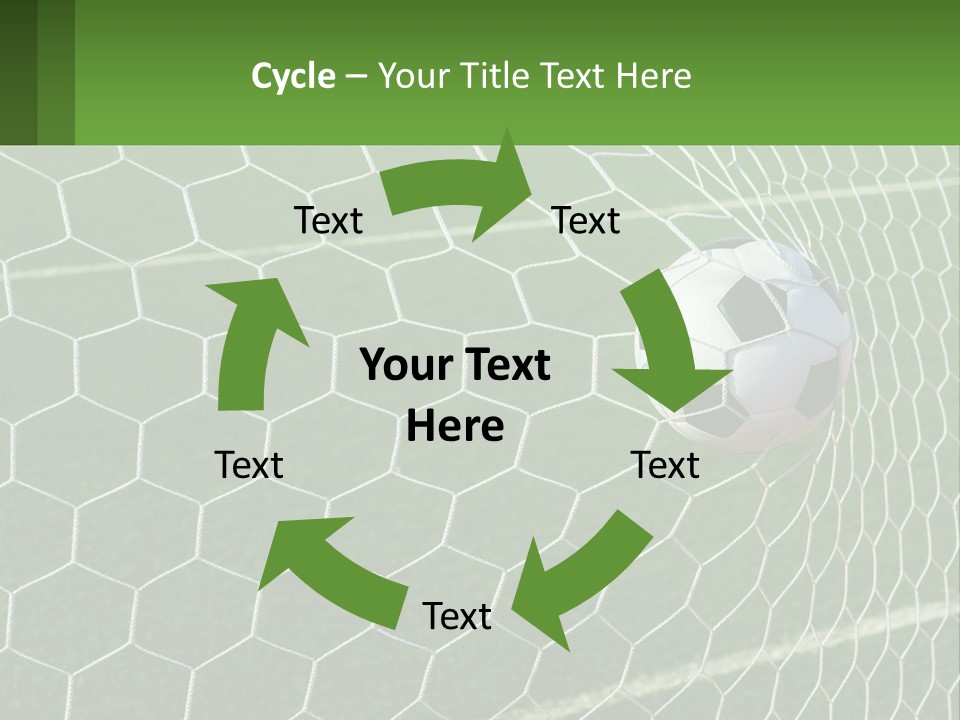 A Soccer Ball Is In The Net Of A Soccer Field PowerPoint Template