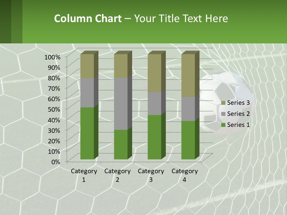 A Soccer Ball Is In The Net Of A Soccer Field PowerPoint Template