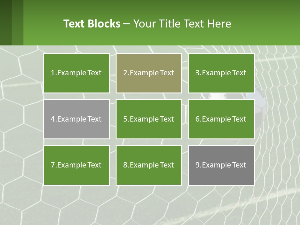 A Soccer Ball Is In The Net Of A Soccer Field PowerPoint Template