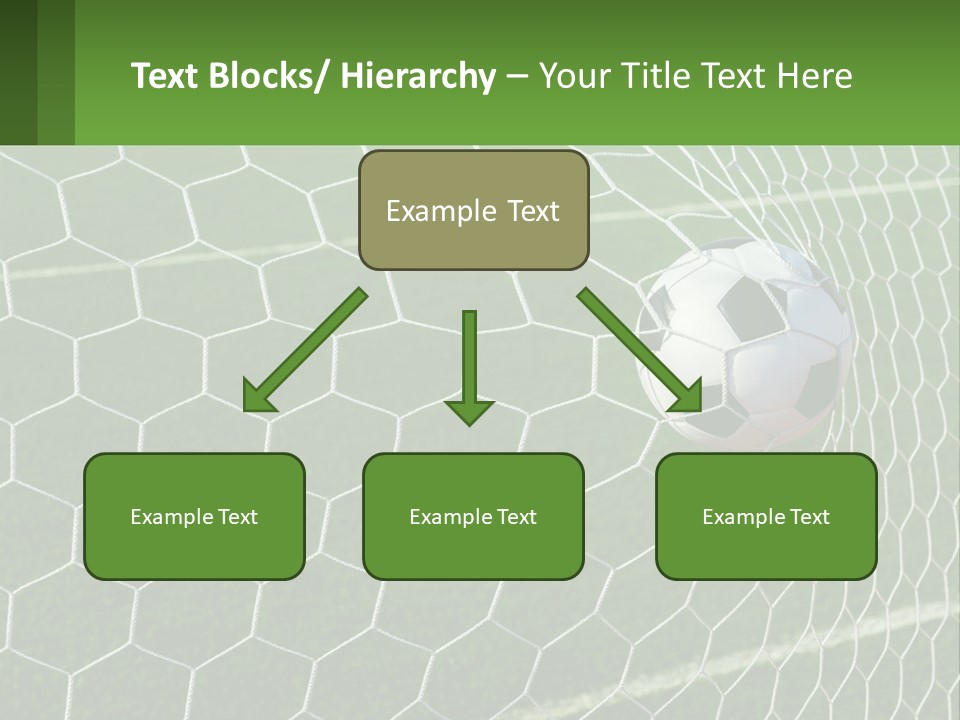 A Soccer Ball Is In The Net Of A Soccer Field PowerPoint Template