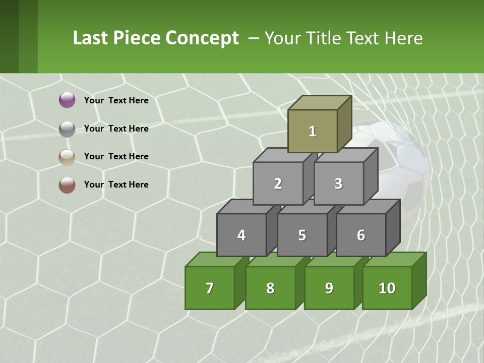 A Soccer Ball Is In The Net Of A Soccer Field PowerPoint Template