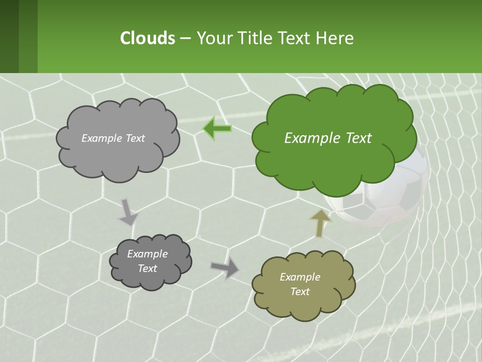 A Soccer Ball Is In The Net Of A Soccer Field PowerPoint Template