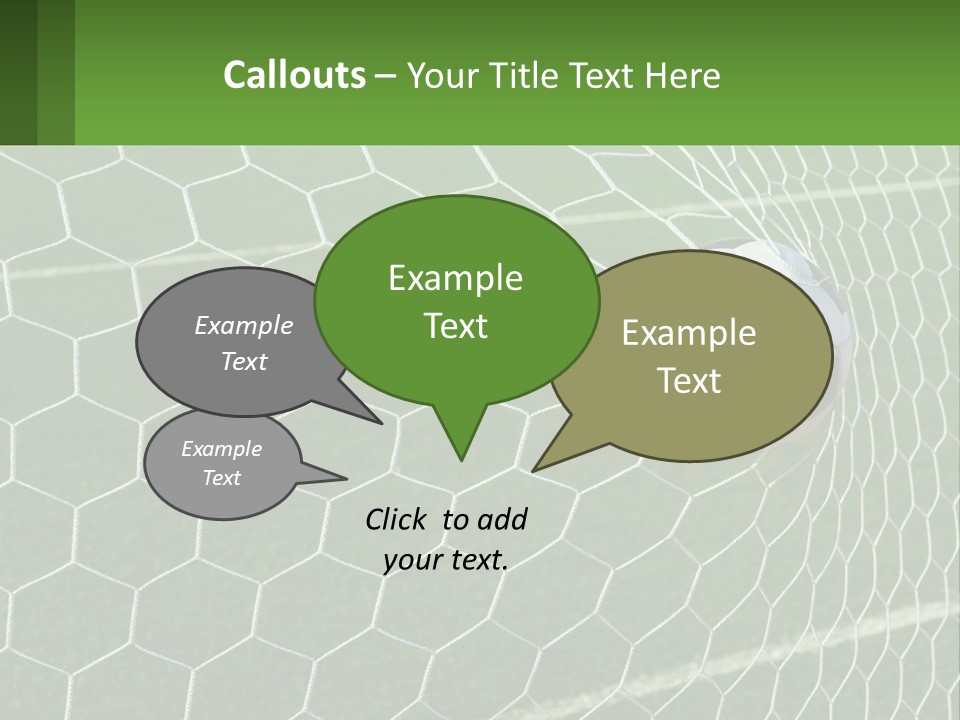 A Soccer Ball Is In The Net Of A Soccer Field PowerPoint Template