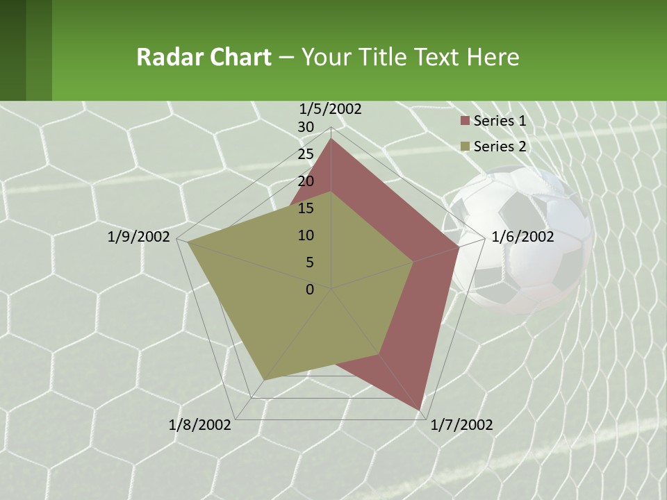 A Soccer Ball Is In The Net Of A Soccer Field PowerPoint Template