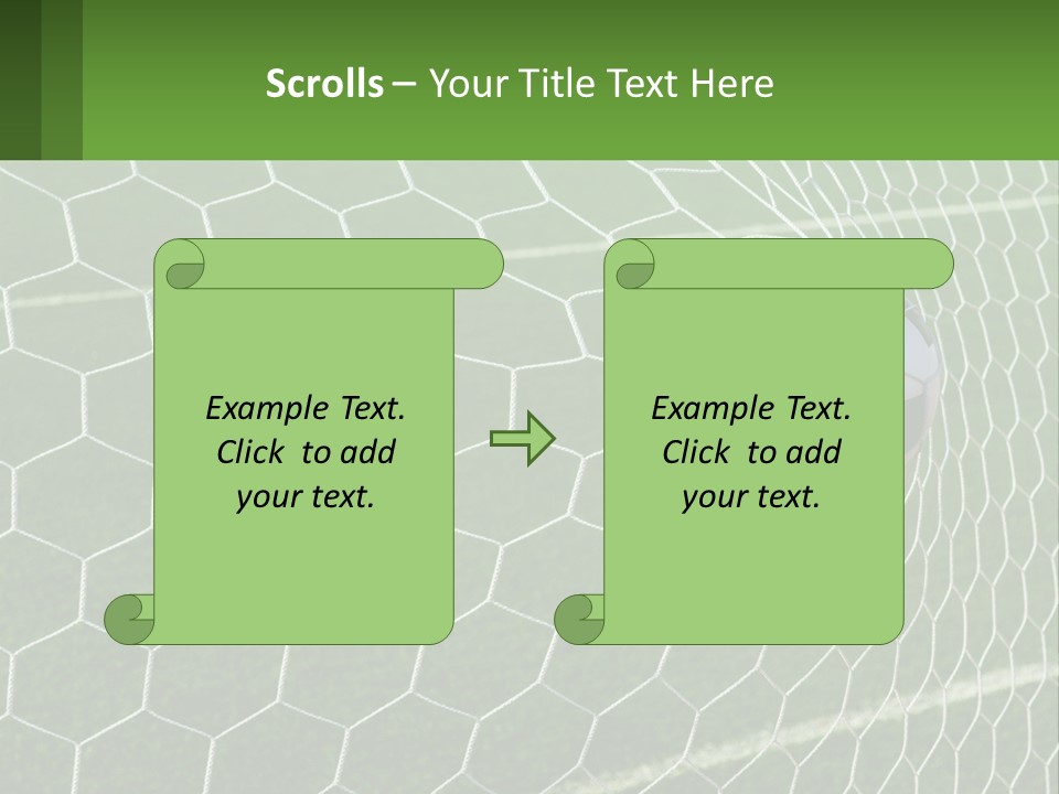 A Soccer Ball Is In The Net Of A Soccer Field PowerPoint Template