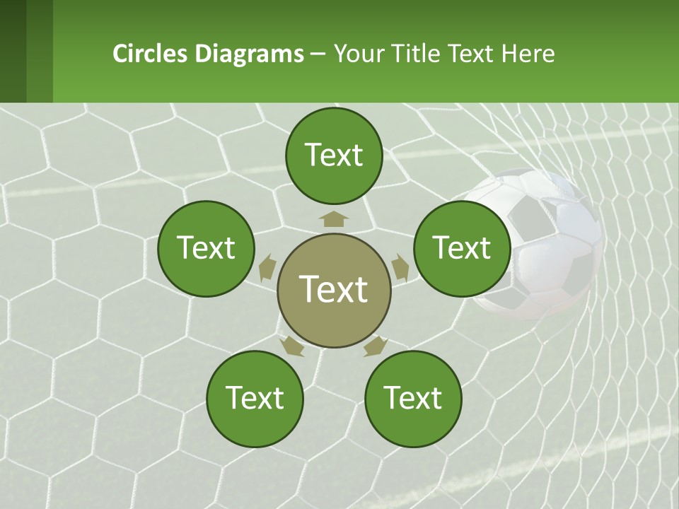 A Soccer Ball Is In The Net Of A Soccer Field PowerPoint Template