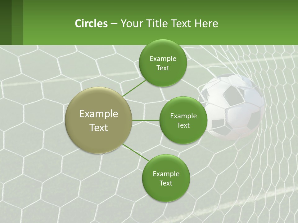 A Soccer Ball Is In The Net Of A Soccer Field PowerPoint Template