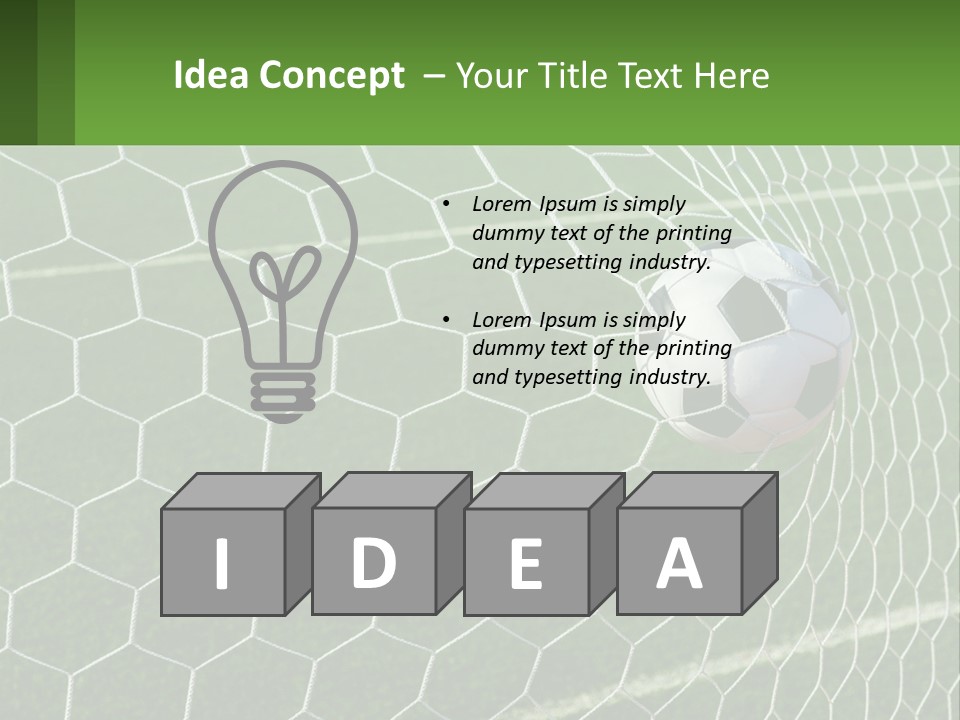 A Soccer Ball Is In The Net Of A Soccer Field PowerPoint Template