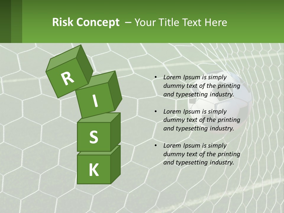A Soccer Ball Is In The Net Of A Soccer Field PowerPoint Template