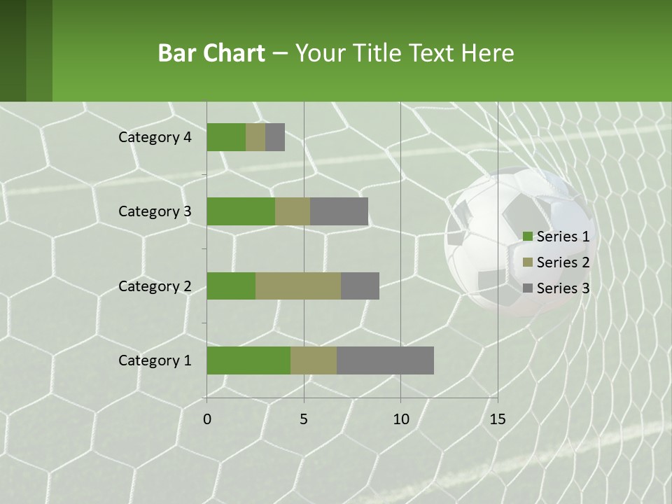 A Soccer Ball Is In The Net Of A Soccer Field PowerPoint Template