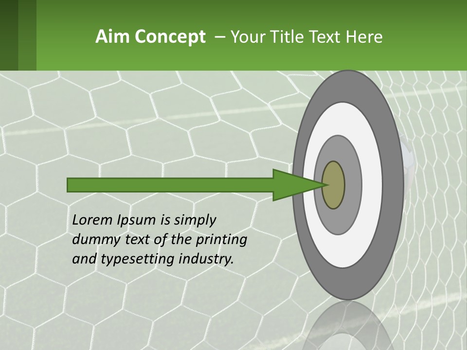 A Soccer Ball Is In The Net Of A Soccer Field PowerPoint Template