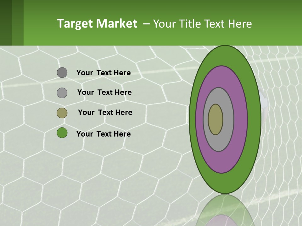 A Soccer Ball Is In The Net Of A Soccer Field PowerPoint Template