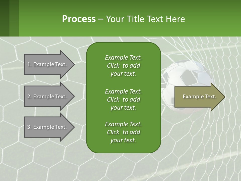 A Soccer Ball Is In The Net Of A Soccer Field PowerPoint Template