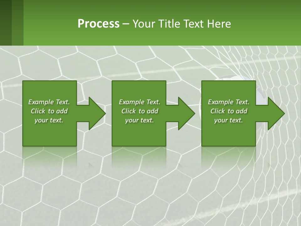 A Soccer Ball Is In The Net Of A Soccer Field PowerPoint Template