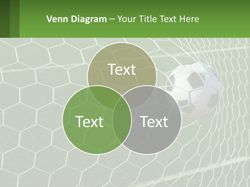A Soccer Ball Is In The Net Of A Soccer Field PowerPoint Template