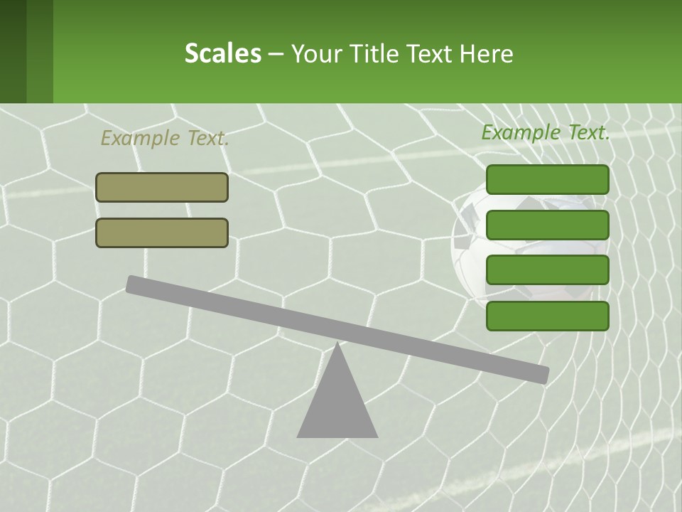 A Soccer Ball Is In The Net Of A Soccer Field PowerPoint Template