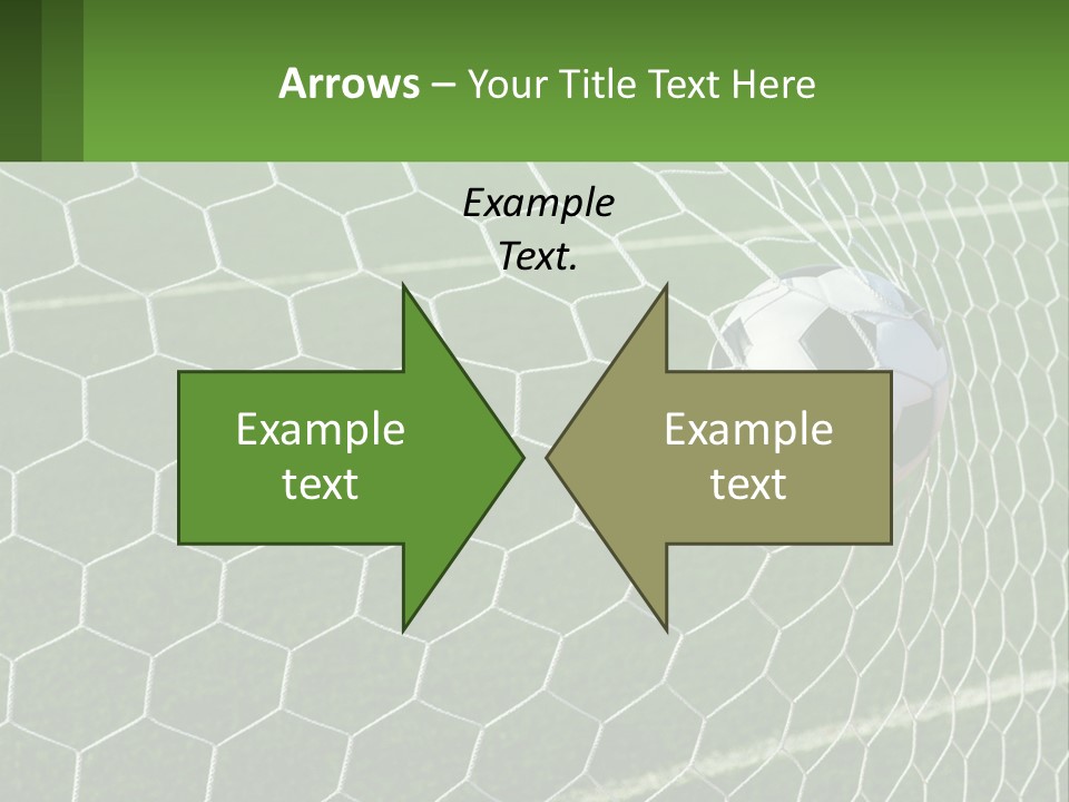 A Soccer Ball Is In The Net Of A Soccer Field PowerPoint Template