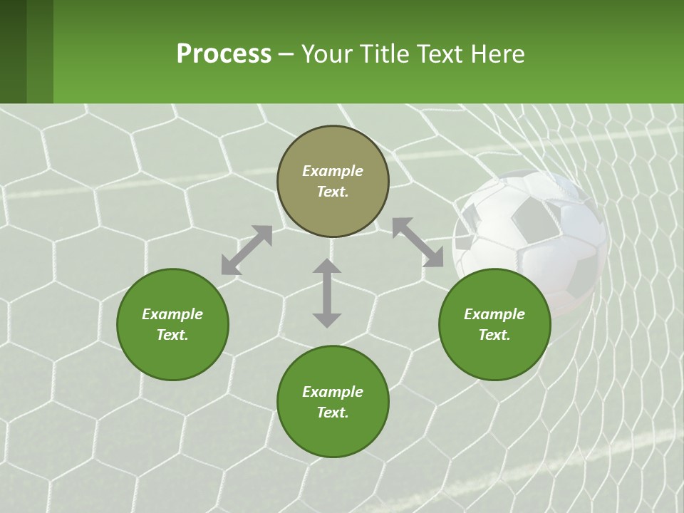 A Soccer Ball Is In The Net Of A Soccer Field PowerPoint Template