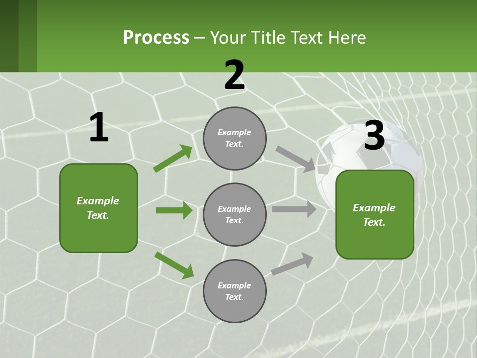 A Soccer Ball Is In The Net Of A Soccer Field PowerPoint Template