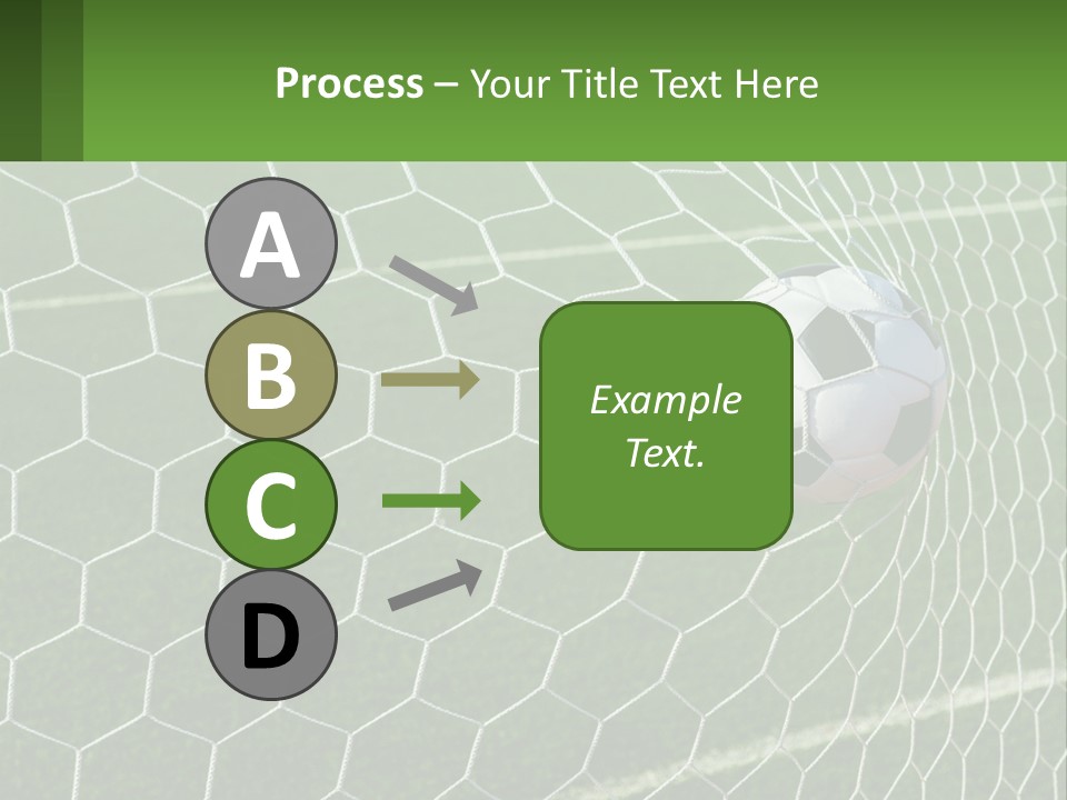 A Soccer Ball Is In The Net Of A Soccer Field PowerPoint Template