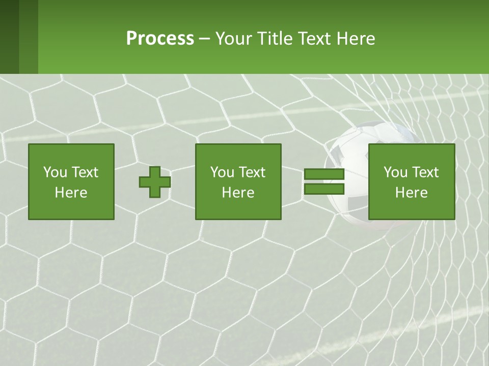 A Soccer Ball Is In The Net Of A Soccer Field PowerPoint Template