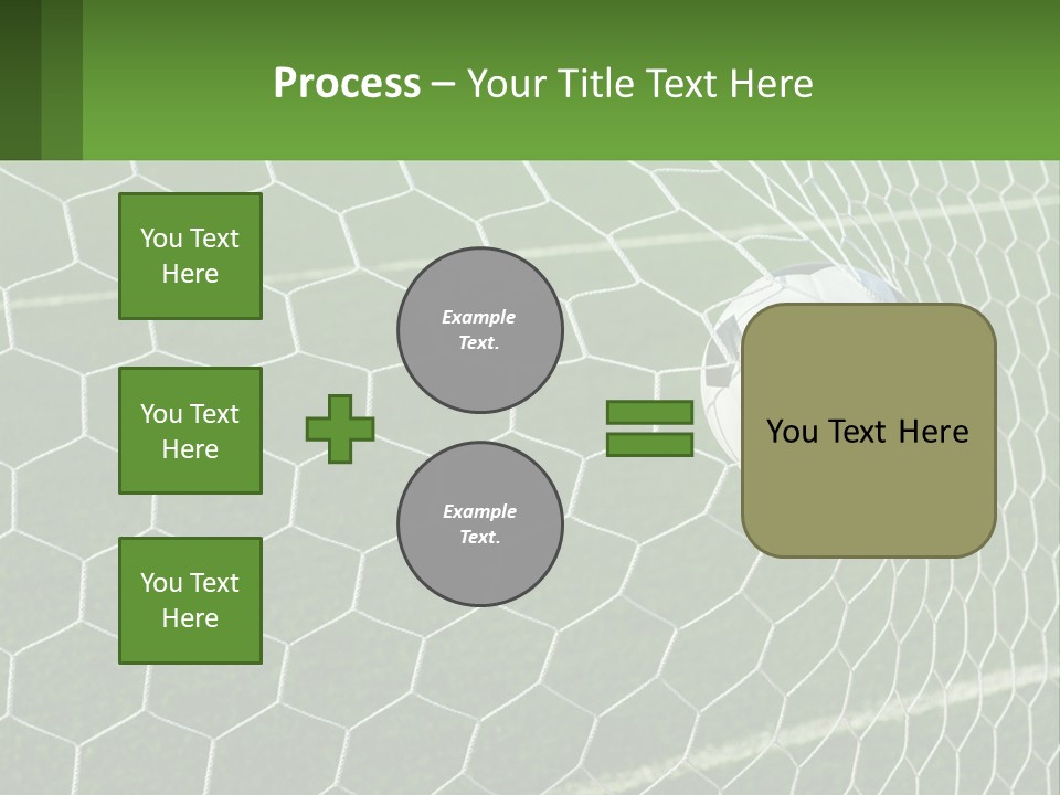 A Soccer Ball Is In The Net Of A Soccer Field PowerPoint Template