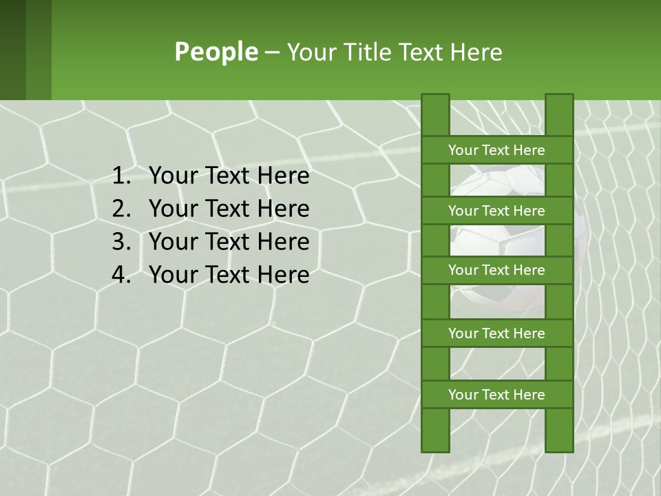 A Soccer Ball Is In The Net Of A Soccer Field PowerPoint Template