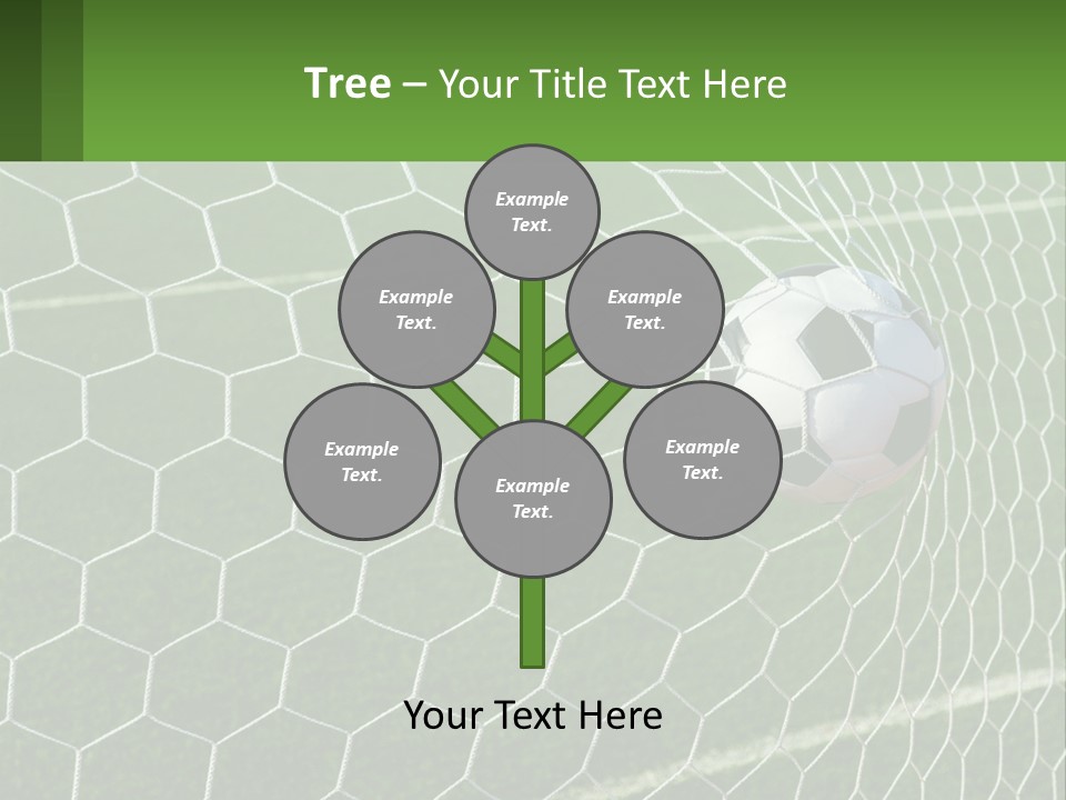 A Soccer Ball Is In The Net Of A Soccer Field PowerPoint Template