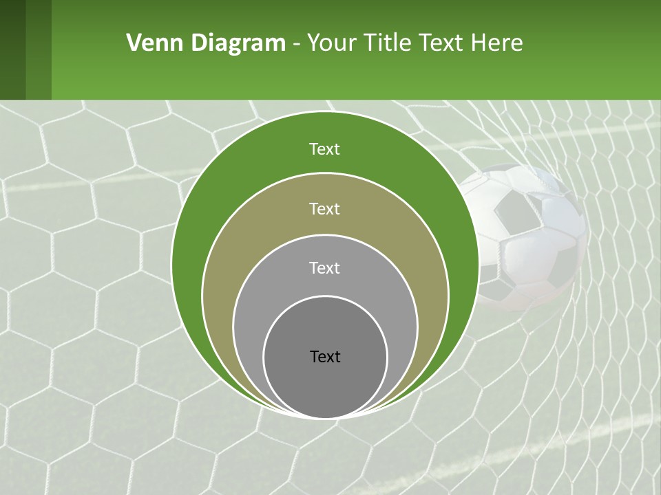 A Soccer Ball Is In The Net Of A Soccer Field PowerPoint Template