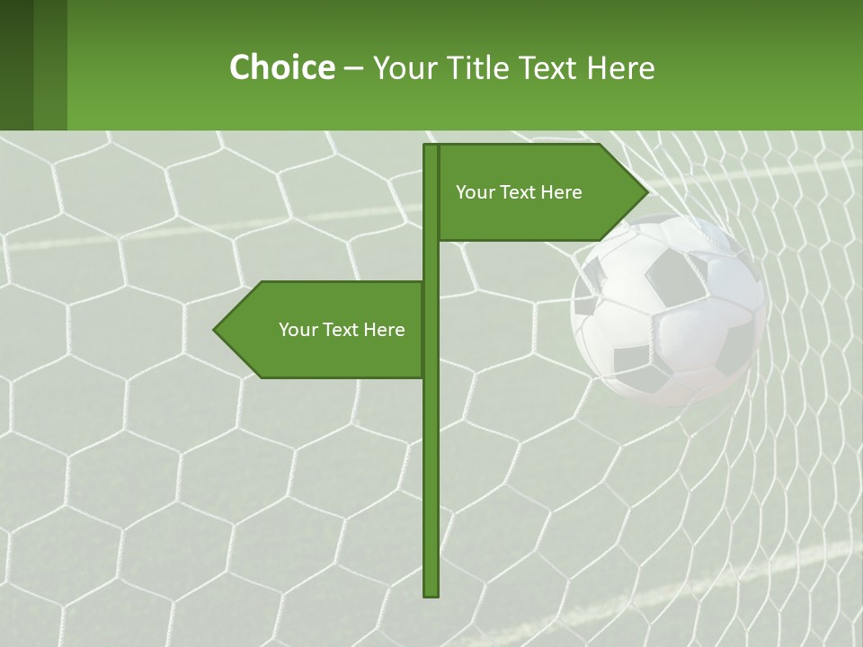 A Soccer Ball Is In The Net Of A Soccer Field PowerPoint Template