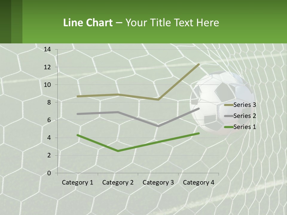 A Soccer Ball Is In The Net Of A Soccer Field PowerPoint Template