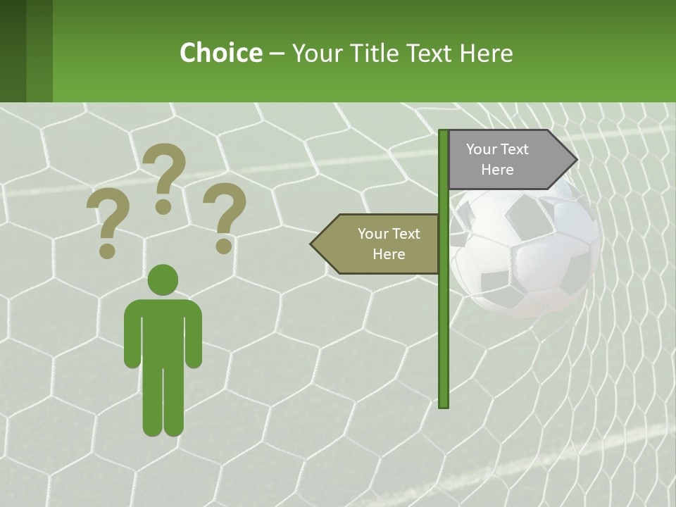 A Soccer Ball Is In The Net Of A Soccer Field PowerPoint Template