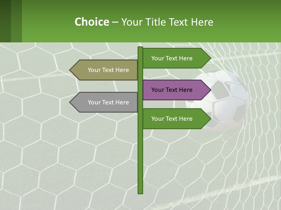 A Soccer Ball Is In The Net Of A Soccer Field PowerPoint Template