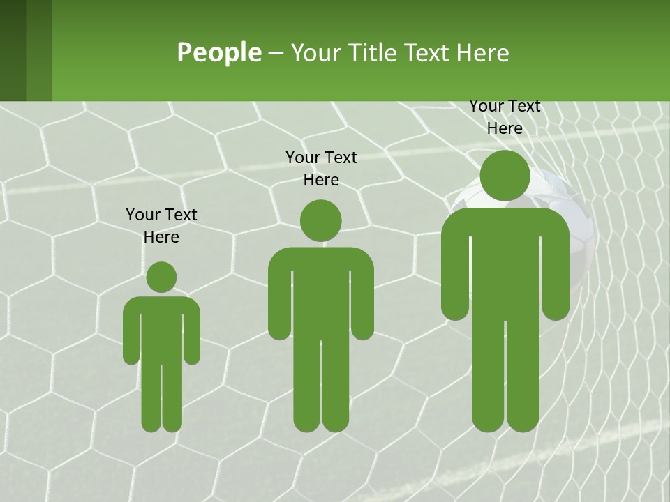 A Soccer Ball Is In The Net Of A Soccer Field PowerPoint Template