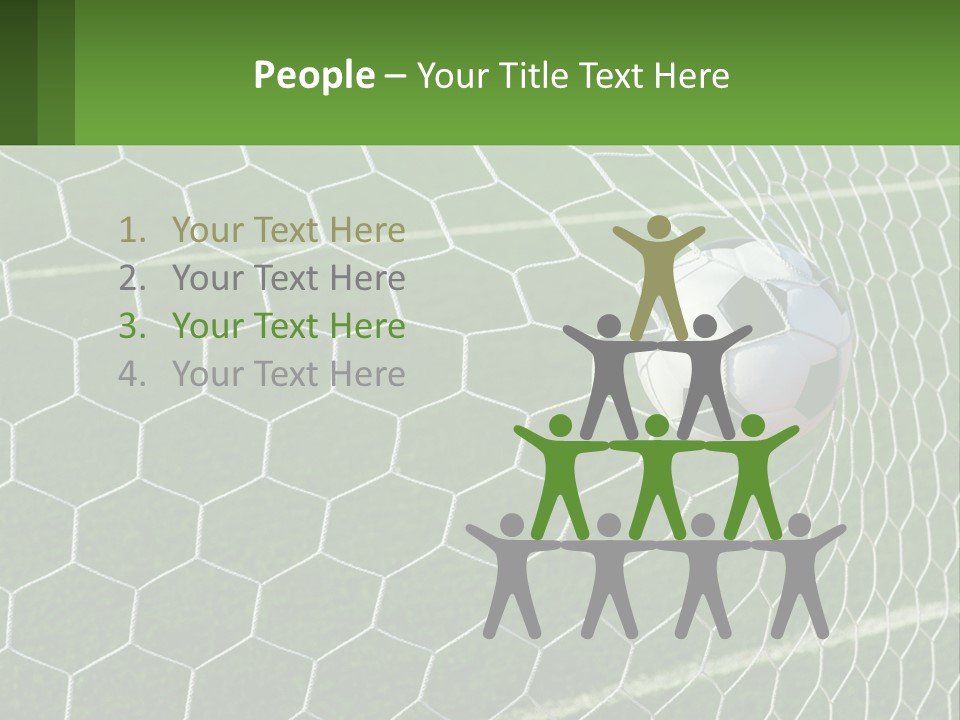 A Soccer Ball Is In The Net Of A Soccer Field PowerPoint Template