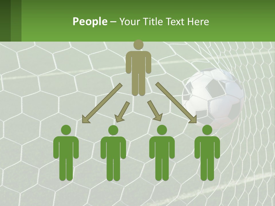 A Soccer Ball Is In The Net Of A Soccer Field PowerPoint Template