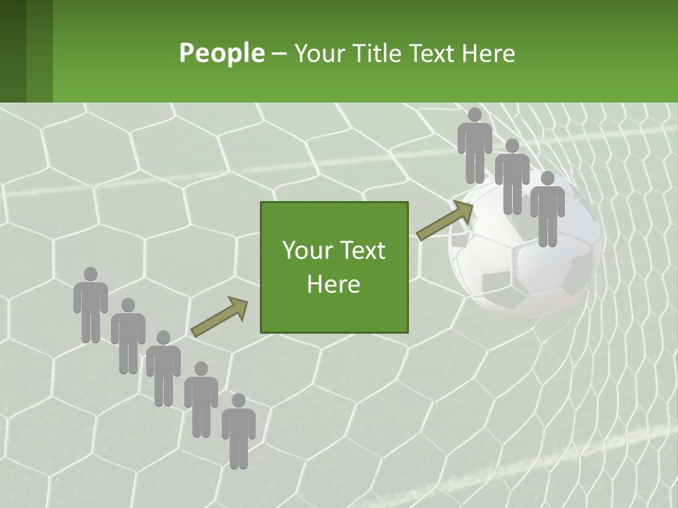 A Soccer Ball Is In The Net Of A Soccer Field PowerPoint Template