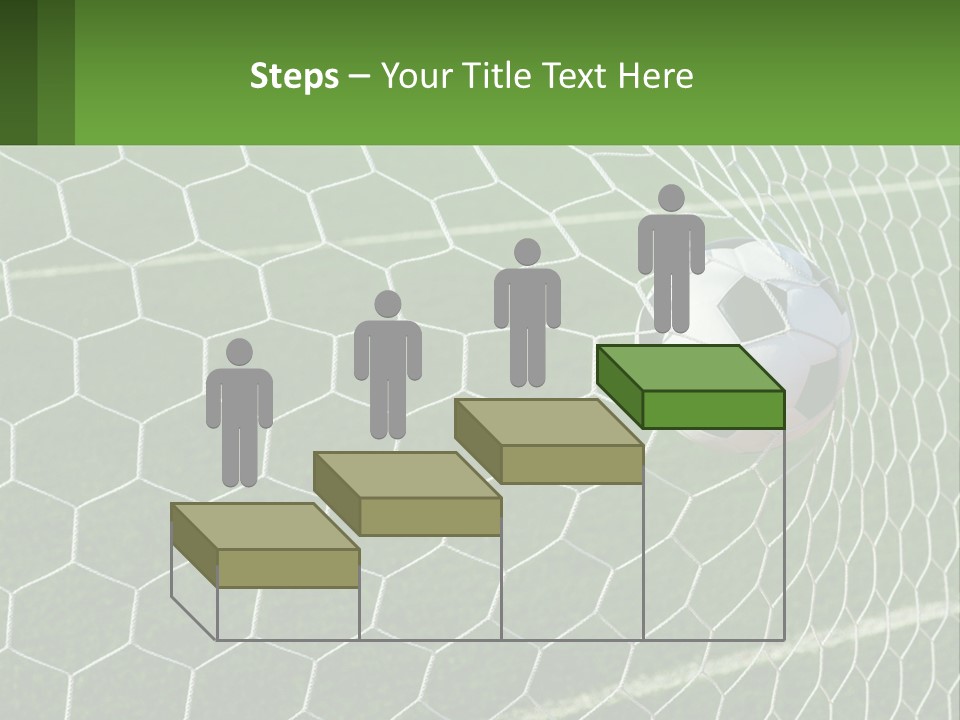 A Soccer Ball Is In The Net Of A Soccer Field PowerPoint Template
